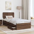 Sengestel med skuffe Brun eg 75 x 190 cm Konstrueret træ