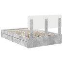 Opbevaringsseng Beton Grå 135 x 190 cm Konstrueret træ