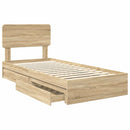 Opbevaringsseng Sonoma eg 75 x 190 cm Konstrueret træ