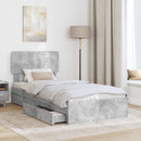 Opbevaringsseng Beton Grå 70 x 190 cm Konstrueret træ
