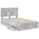 Sengestel med skuffe Beton Grå 135 x 190 cm Ingeniørtræ