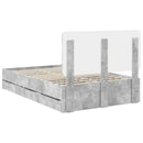 Sengestel med skuffe Beton Grå 135 x 190 cm Ingeniørtræ