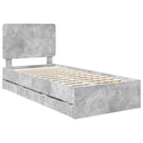 Sengestel med skuffe Beton Grå 75 x 190 cm Ingeniørtræ