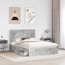 Opbevaringsseng Beton Grå 150 x 200 cm Konstrueret træ