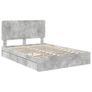 Opbevaringsseng Beton Grå 150 x 200 cm Konstrueret træ