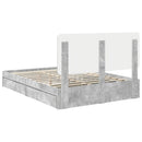 Opbevaringsseng Beton Grå 150 x 200 cm Konstrueret træ