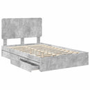 Opbevaringsseng Beton Grå 135 x 190 cm Konstrueret træ