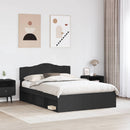 Sengestel med hovedgærde Sort 160 x 200 cm Massiv fyrretræ