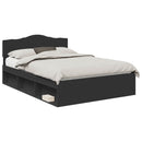 Sengestel med hovedgærde Sort 160 x 200 cm Massiv fyrretræ