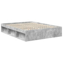 Sengestel med hovedgærde Beton Grå 150 x 200 cm Massiv fyrretræ