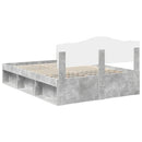 Sengestel med hovedgærde Beton Grå 150 x 200 cm Massiv fyrretræ