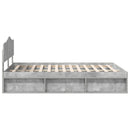 Sengestel med hovedgærde Beton Grå 150 x 200 cm Massiv fyrretræ
