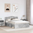 Sengestel med hovedgærde Beton 140 x 190 cm Massiv fyrretræ