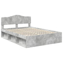 Sengestel med hovedgærde Beton 140 x 190 cm Massiv fyrretræ