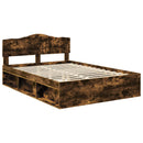 Sengestel med hovedgærde Røget eg 140 x 190 cm Massiv fyrretræ