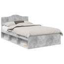 Sengestel med hovedgærde Beton Grå 135 x 190 cm Massiv fyrretræ