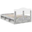 Sengestel med hovedgærde Beton Grå 135 x 190 cm Massiv fyrretræ