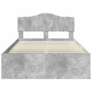 Sengestel med hovedgærde Beton Grå 135 x 190 cm Massiv fyrretræ