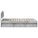 Sengestel med hovedgærde Beton Grå 135 x 190 cm Massiv fyrretræ