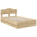 Sengestel med skuffe Sonoma eg 120 x 190 cm Ingeniørtræ