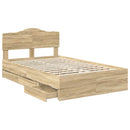 Sengestel med skuffe Sonoma eg 120 x 190 cm Ingeniørtræ