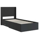 Sengestel med opbevaring og hovedgærde Sort 75 x 190 cm