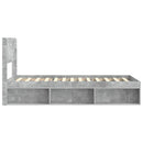 Sengestel med opbevaring og hovedgærde Betongrå 90 x 200 cm
