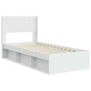 Sengestel med opbevaring og hovedgærde Hvid 90 x 200 cm