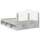 Sengestel med hovedgærde Beton Grå 150 x 200 cm Massiv fyrretræ
