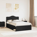 Sengestel med hovedgærde Sort 135 x 190 cm Massiv fyrretræ