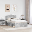 Sengestel med hovedgærde Beton Grå 135 x 190 cm Massiv fyrretræ