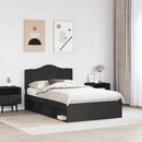 Sengestel med hovedgærde Sort 120 x 190 cm Massiv fyrretræ