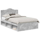 Sengestel med hovedgærde Beton 120 x 190 cm Massiv fyrretræ