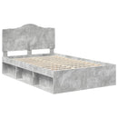 Sengestel med hovedgærde Beton 120 x 190 cm Massiv fyrretræ