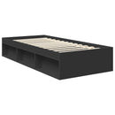 Sengestel med hovedgærde Sort 90 x 200 cm Massiv fyrretræ