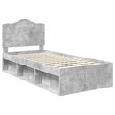 Sengestel med hovedgærde Beton 90 x 200 cm Massiv fyrretræ