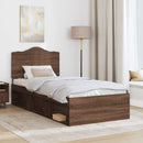 Sengestel med hovedgærde Brun eg 90 x 190 cm Massiv fyrretræ