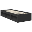 Sengestel med hovedgærde Sort 75 x 190 cm Massiv fyrretræ
