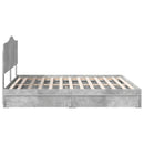 Opbevaringsseng Beton Grå 200 x 200 cm Konstrueret træ