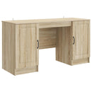 Bord med hylde Sonoma-eg 142,5 x 50 x 75 cm Konstrueret træ