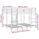 Trippel køjesengramme Gyldenbrun 160 x 200 cm Massiv fyrretræ