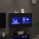 TV vægskab med LED Sort eg 98,5 x 30 x 60,5 cm Konstrueret træ