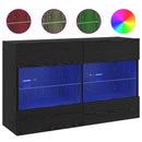 TV vægskab med LED Sort eg 98,5 x 30 x 60,5 cm Konstrueret træ
