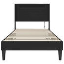 Sengestel med LED-lysstrimler Sort 90 x 190 cm Kunstlæder