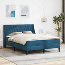 Sengeramme med madras med madras Blå 140 x 190 cm Fløjl