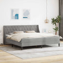 Sengeramme med madras med madras Lysegrå 200 x 200 cm Fløjl