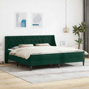 Sengeramme med madras med madras Mørkegrøn 200 x 200 cm Fløjl