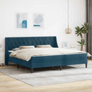 Sengeramme med madras med madras Blå 200 x 200 cm Fløjl