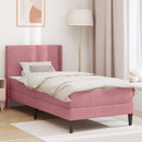 Sengeramme med madras med hovedgærde Lyserød 90 x 190 cm Fløjl