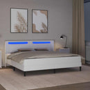 Sengeramme med madras Hvid 200 x 200 cm Kunstlæder